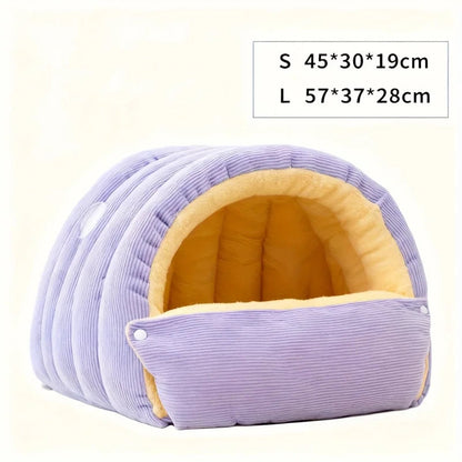 Cozy Arctic Fleece Enclosed Cat Cave Bed for Ultimate Comfort-Orizon Depot