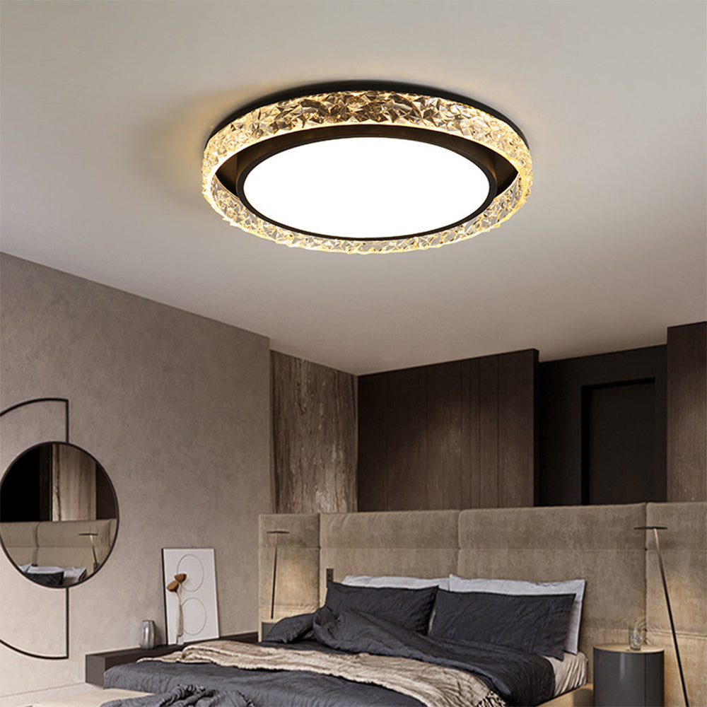 Dimmable Crystal Halo LED Ceiling Light | Flush Mount Fixture