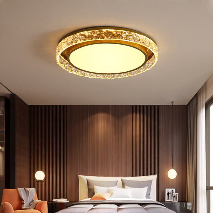Dimmable Crystal Halo LED Ceiling Light | Flush Mount Fixture