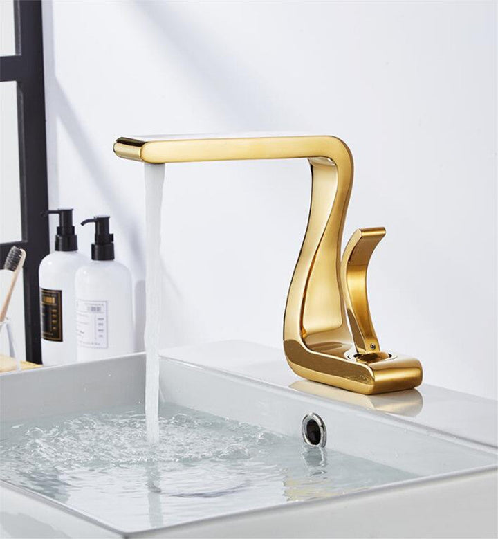 Polished Gold Bathroom Sink Faucet - Single Handle Modern Brass Design-Orizon Depot