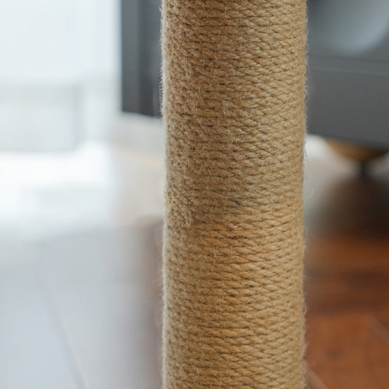Boho Ellipse 2-Tier Cat Tower with Hemp Rope and Fabric for Living Room-Orizon Depot