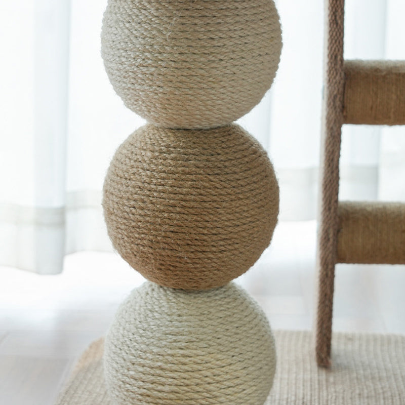 Boho Ellipse 2-Tier Cat Tower with Hemp Rope and Fabric for Living Room-Orizon Depot