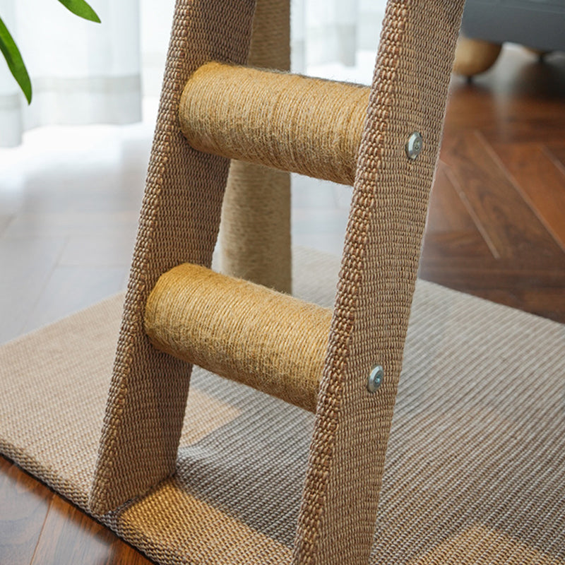 Boho Ellipse 2-Tier Cat Tower with Hemp Rope and Fabric for Living Room-Orizon Depot