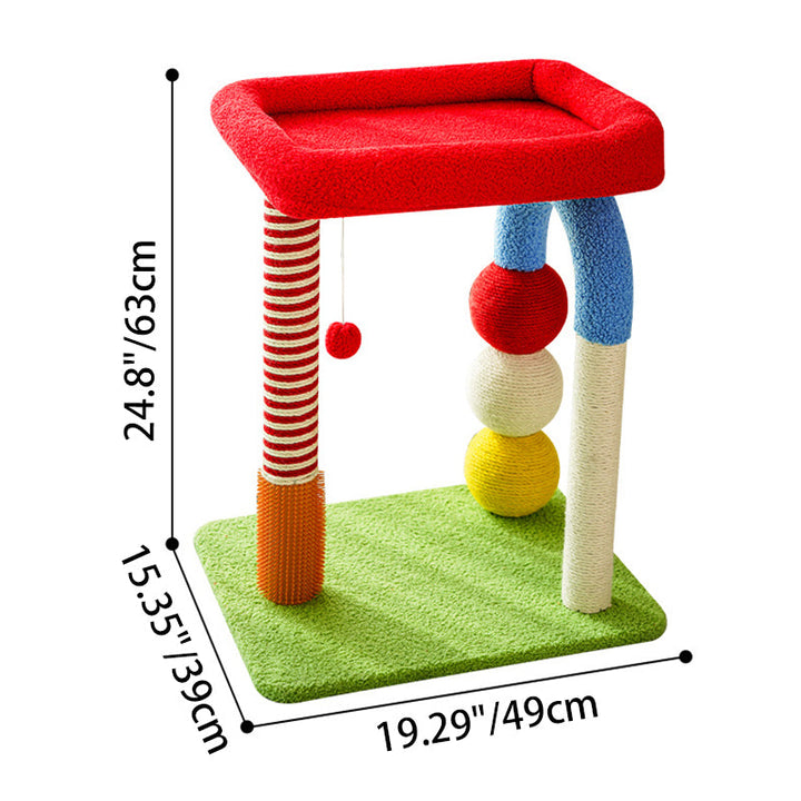 Modern Geometric MDF Cat Tower with Fleece and Rope - 2-Tier Design-Orizon Depot