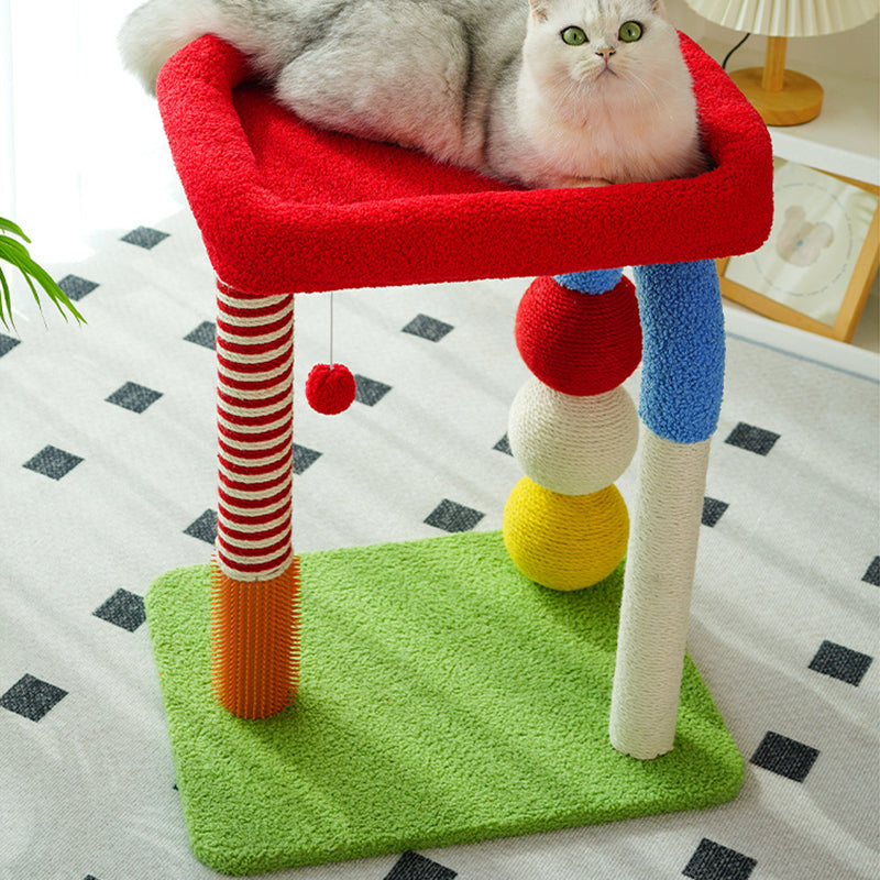 Modern Geometric MDF Cat Tower with Fleece and Rope - 2-Tier Design-Orizon Depot
