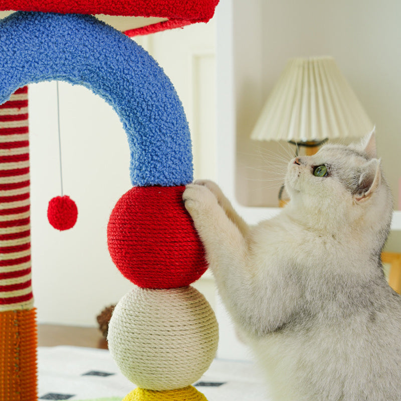 Modern Geometric MDF Cat Tower with Fleece and Rope - 2-Tier Design-Orizon Depot
