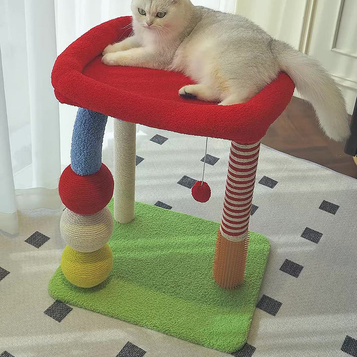 Modern Geometric MDF Cat Tower with Fleece and Rope - 2-Tier Design-Orizon Depot