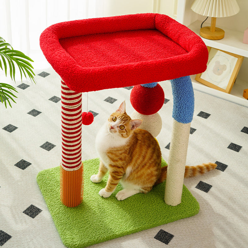 Modern Geometric MDF Cat Tower with Fleece and Rope - 2-Tier Design-Orizon Depot