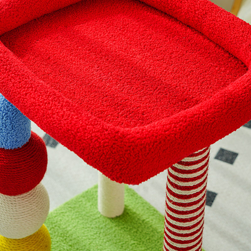 Modern Geometric MDF Cat Tower with Fleece and Rope - 2-Tier Design-Orizon Depot