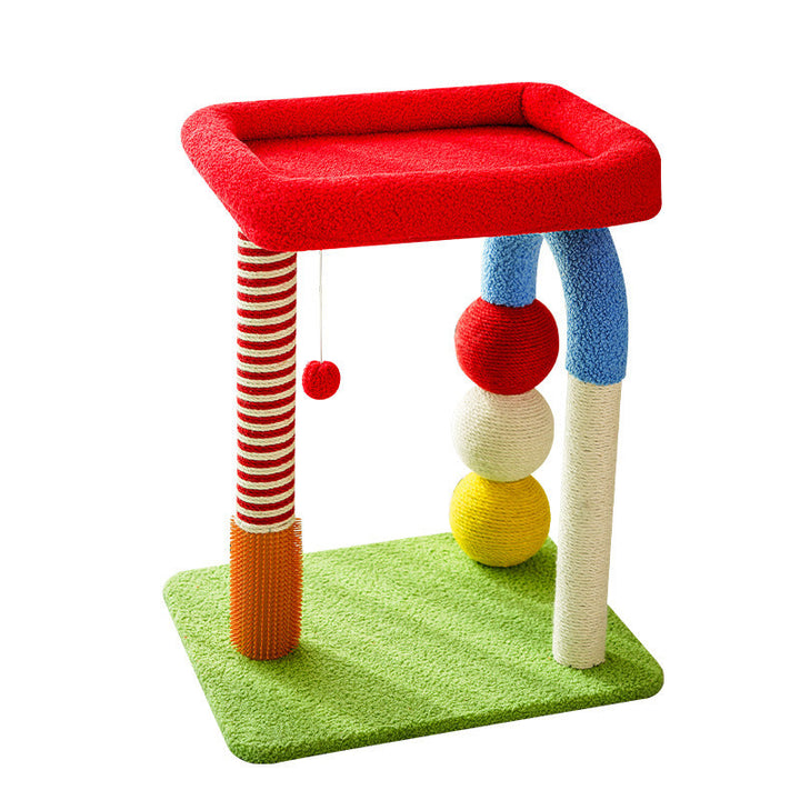 Modern Geometric MDF Cat Tower with Fleece and Rope - 2-Tier Design-Orizon Depot