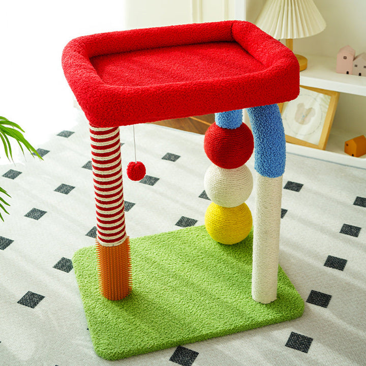 Modern Geometric MDF Cat Tower with Fleece and Rope - 2-Tier Design-Orizon Depot