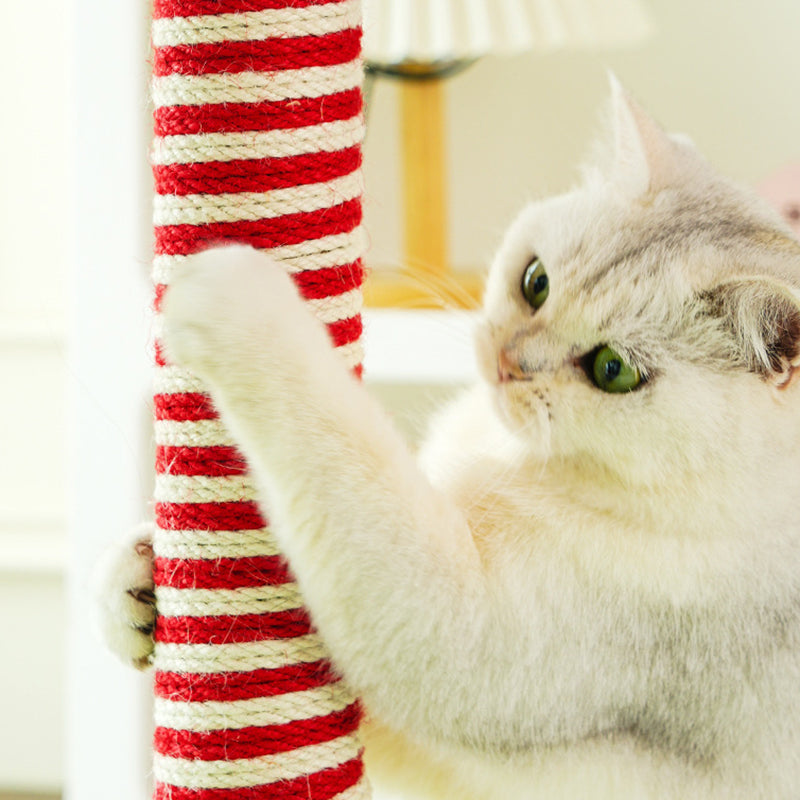 Modern Geometric MDF Cat Tower with Fleece and Rope - 2-Tier Design-Orizon Depot