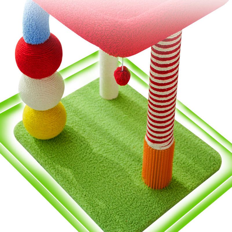 Modern Geometric MDF Cat Tower with Fleece and Rope - 2-Tier Design-Orizon Depot