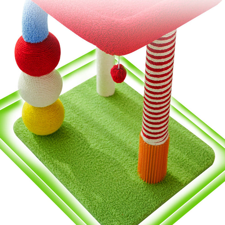 Modern Geometric MDF Cat Tower with Fleece and Rope - 2-Tier Design-Orizon Depot