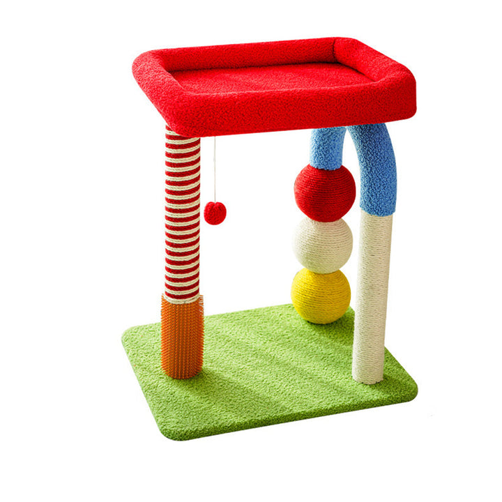 Modern Geometric MDF Cat Tower with Fleece and Rope - 2-Tier Design-Orizon Depot