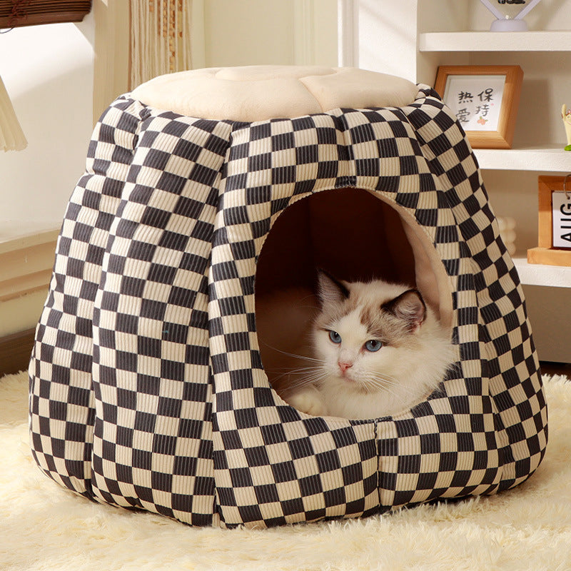 Nordic Pineapple Crystal Flannelette Washable Dog & Cat Bed-Orizon Depot
