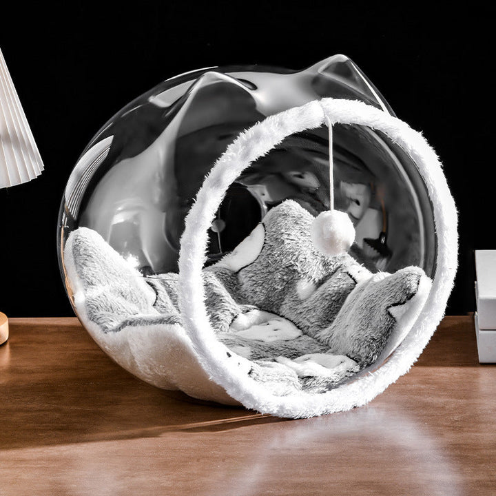 Washable Square Cat Bed with Ventilation - Modern Transparent Design-Orizon Depot