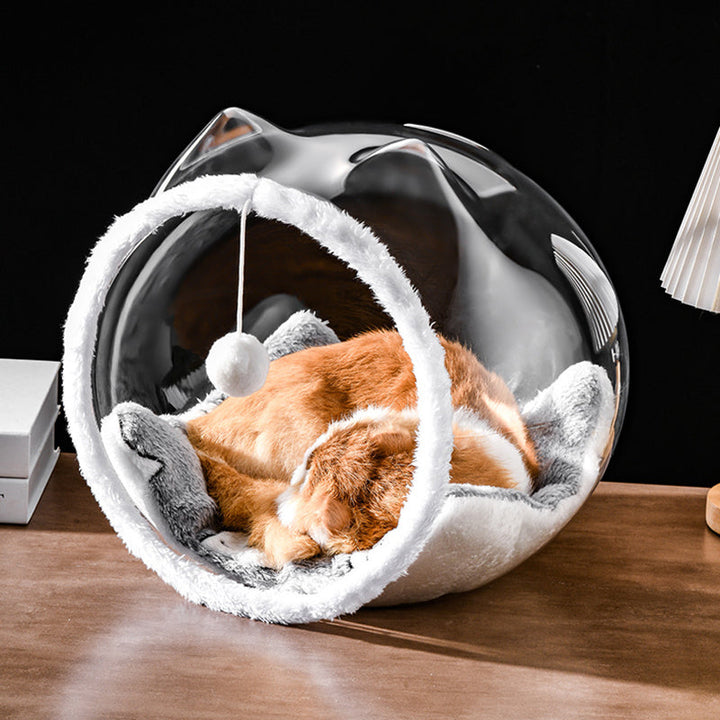 Washable Square Cat Bed with Ventilation - Modern Transparent Design-Orizon Depot