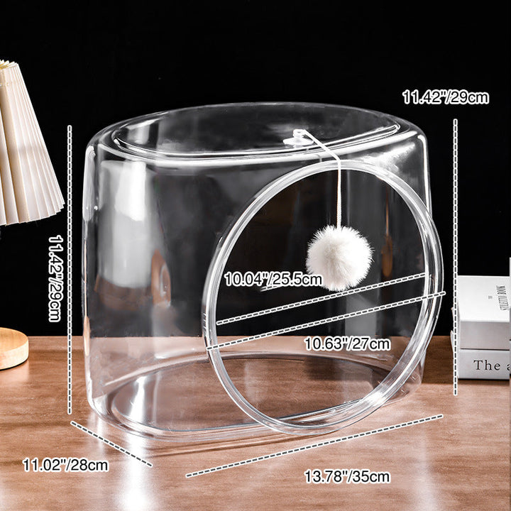 Washable Square Cat Bed with Ventilation - Modern Transparent Design-Orizon Depot