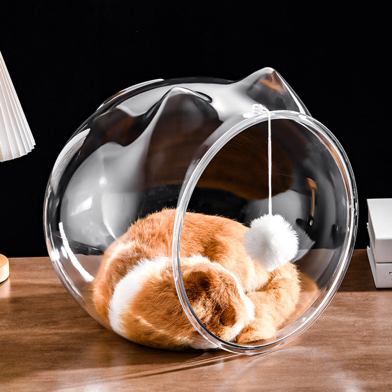 Washable Square Cat Bed with Ventilation - Modern Transparent Design-Orizon Depot