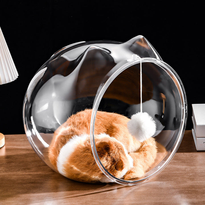 Washable Square Cat Bed with Ventilation - Modern Transparent Design-Orizon Depot