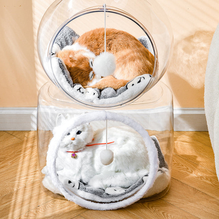 Washable Square Cat Bed with Ventilation - Modern Transparent Design-Orizon Depot