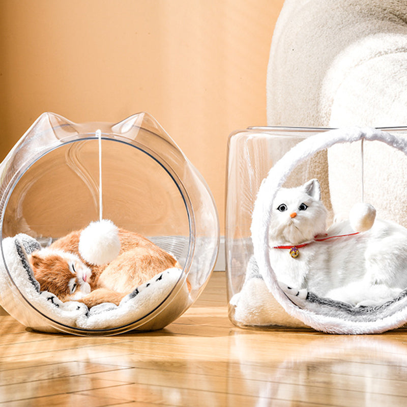 Washable Square Cat Bed with Ventilation - Modern Transparent Design-Orizon Depot