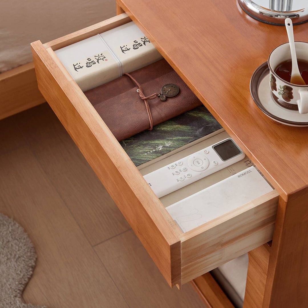 Modern Rectangular Rubberwood Cat Bed Nightstand with 1 Drawer-Orizon Depot