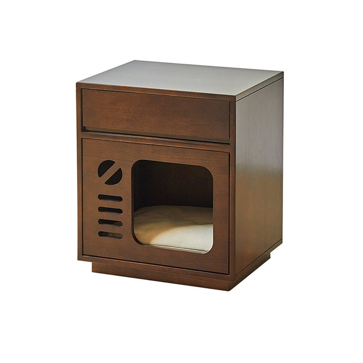 Modern Rectangular Rubberwood Cat Bed Nightstand with 1 Drawer-Orizon Depot