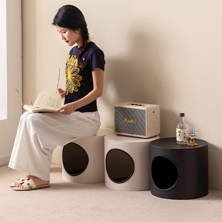 Modern Minimalist Cylindrical Iron Cat Bed for Living Room & Bedroom-Orizon Depot