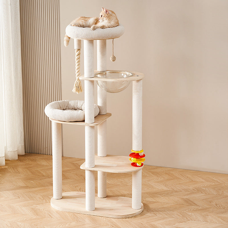 Modern Multi-Tier Cat Tower with Acrylic and Rope for Living Room-Orizon Depot