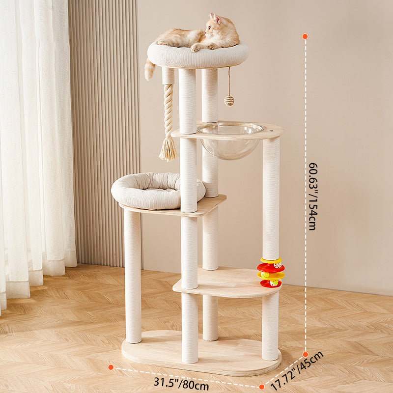 Modern Multi-Tier Cat Tower with Acrylic and Rope for Living Room-Orizon Depot