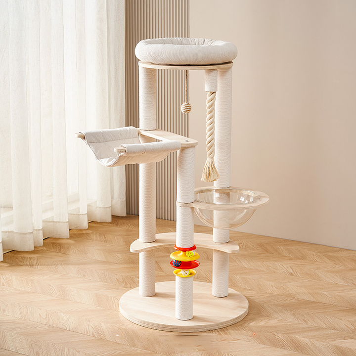 Modern Multi-Tier Cat Tower with Acrylic and Rope for Living Room-Orizon Depot