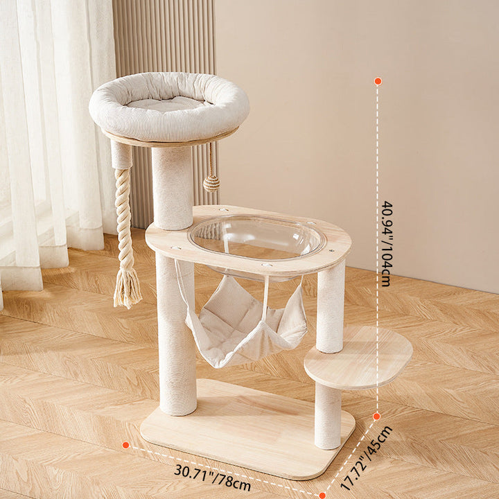 Modern Multi-Tier Cat Tower with Acrylic and Rope for Living Room-Orizon Depot