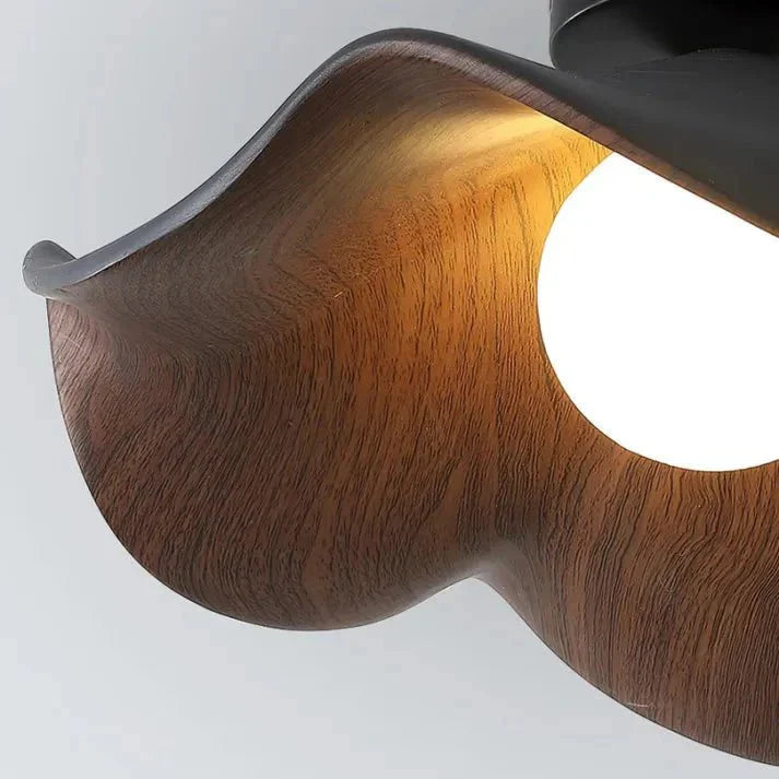 Scandinavian Wooden Lotus Ceiling Light | Modern Resin & Iron Lamp