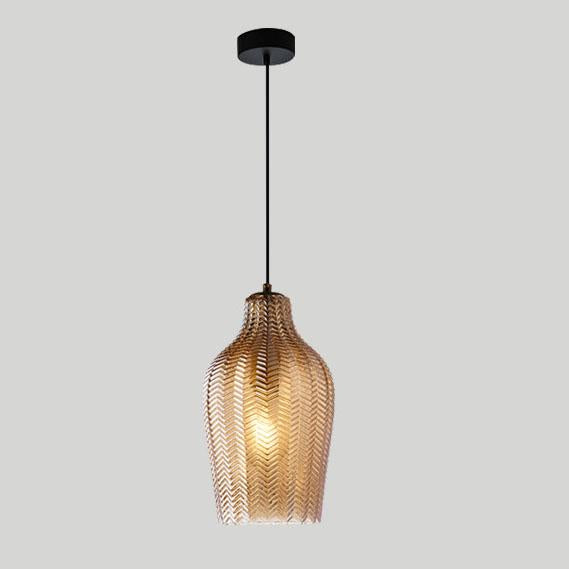 Nordic Wavy Glass Barrel Pendant Lamp-Orizon Depot