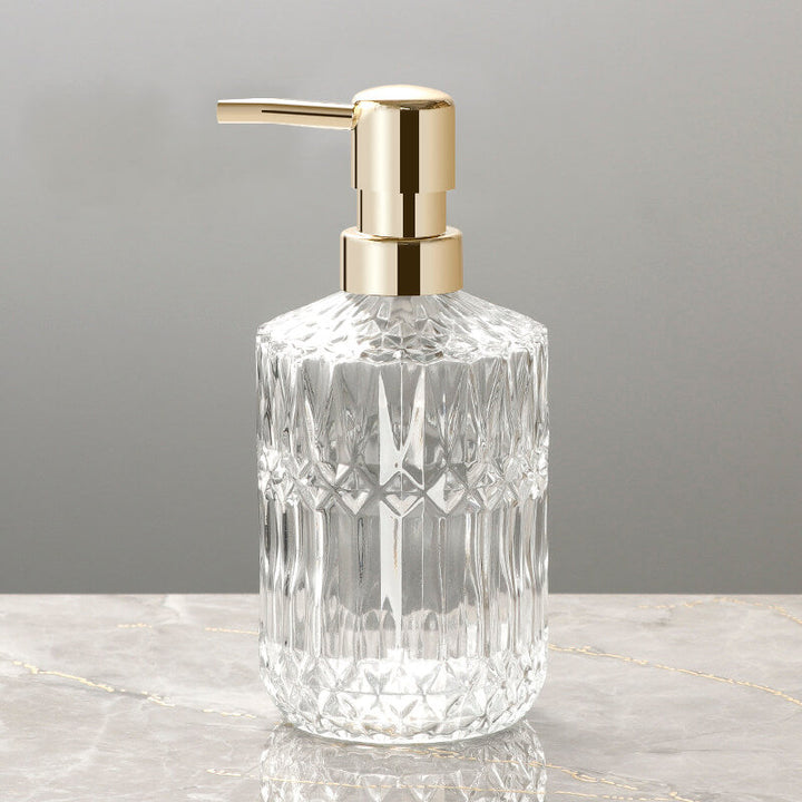 Diamond Pattern Glass Soap Dispenser for Stylish Bathroom Decor-Orizon Depot