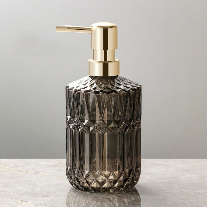 Diamond Pattern Glass Soap Dispenser for Stylish Bathroom Decor-Orizon Depot