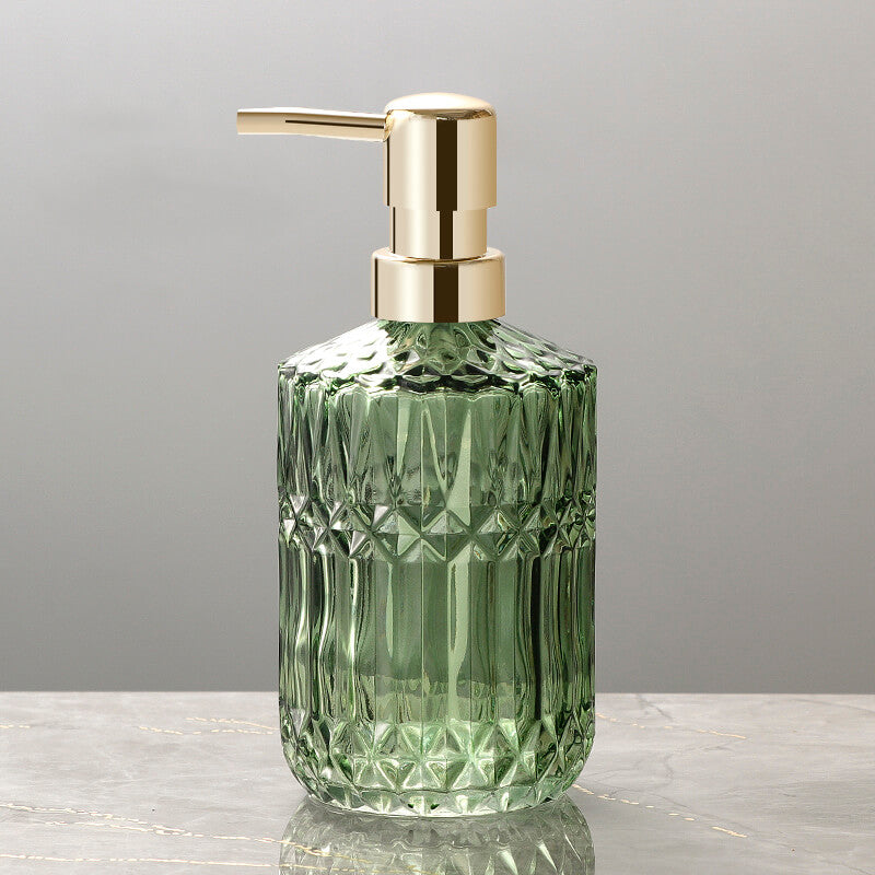 Diamond Pattern Glass Soap Dispenser for Stylish Bathroom Decor-Orizon Depot