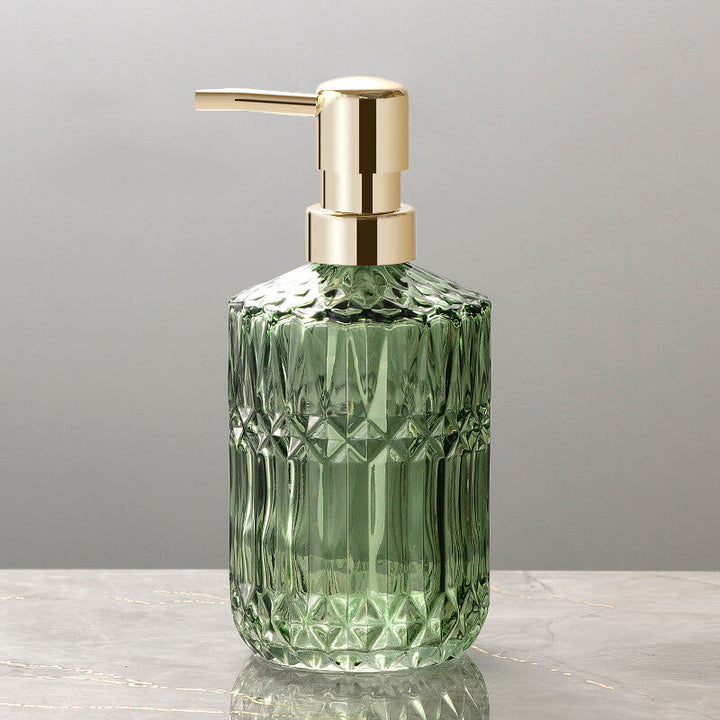Diamond Pattern Glass Soap Dispenser for Stylish Bathroom Decor-Orizon Depot