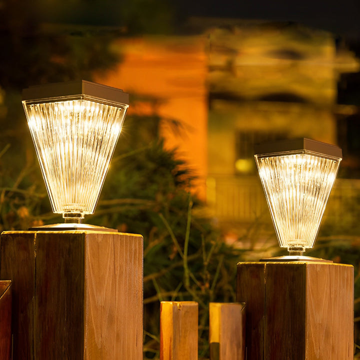 Dimmable LED Solar Post Lights for Garden Pathway Light with Ripple Shade-Orizon Depot