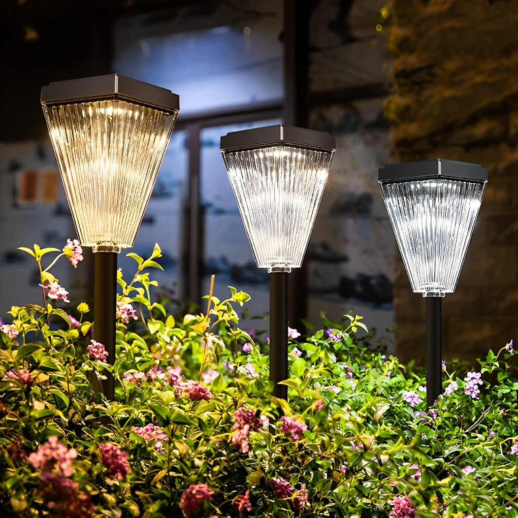 Dimmable LED Solar Post Lights for Garden Pathway Light with Ripple Shade-Orizon Depot