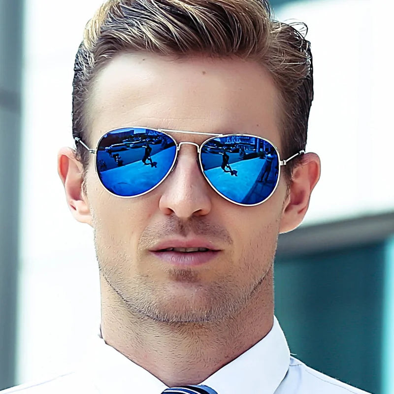 Double Bridge Aviation Sunglasses - UV400 Alloy Frame Mirror Glasses-Orizon Depot