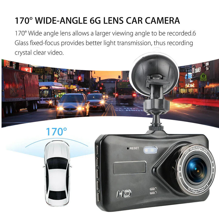 Dual Lens Dash Cam 4" HD 1080P Touch Screen Video Recorder-Orizon Depot