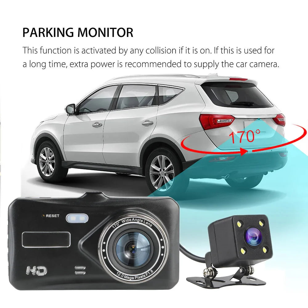 Dual Lens Dash Cam 4" HD 1080P Touch Screen Video Recorder-Orizon Depot