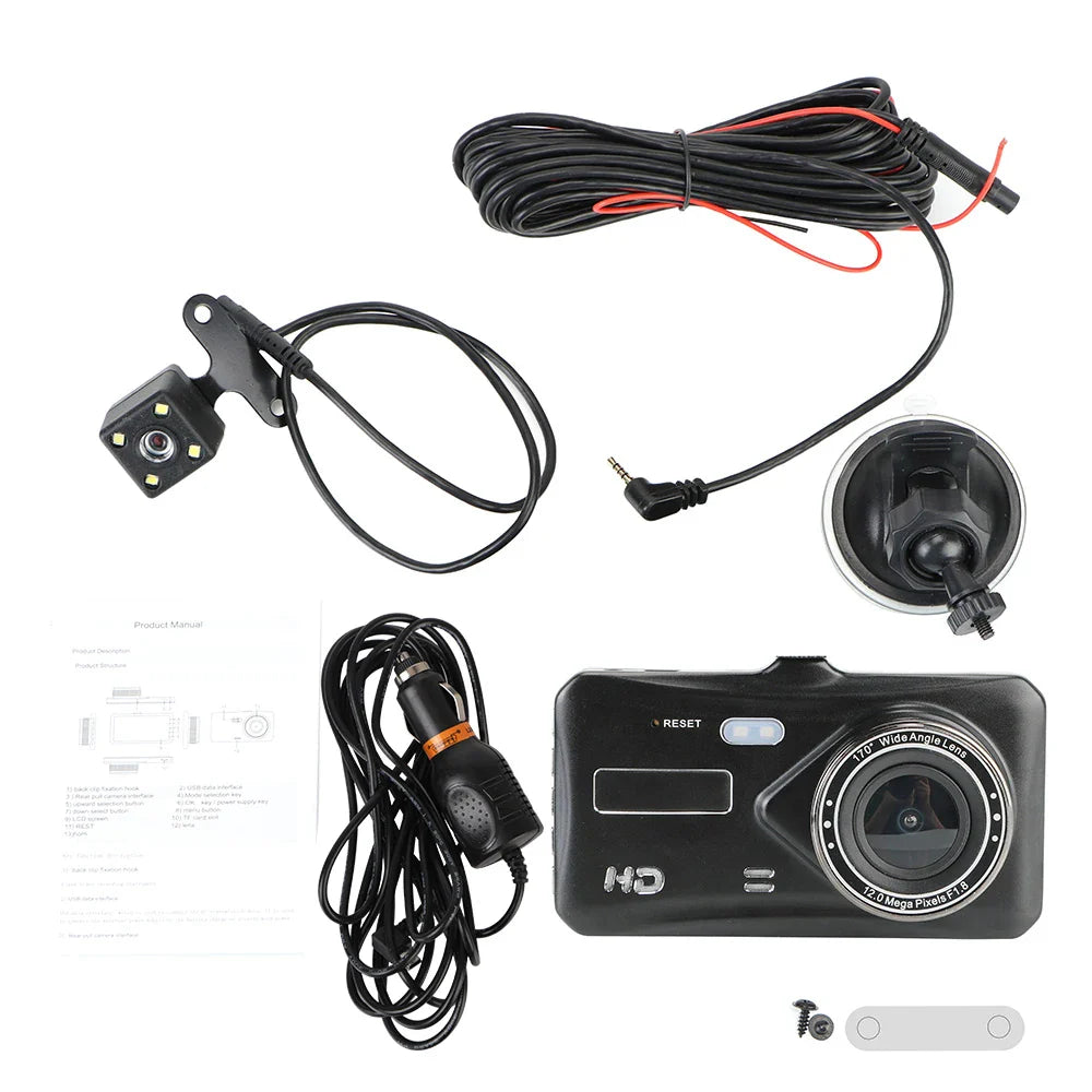 Dual Lens Dash Cam 4" HD 1080P Touch Screen Video Recorder-Orizon Depot