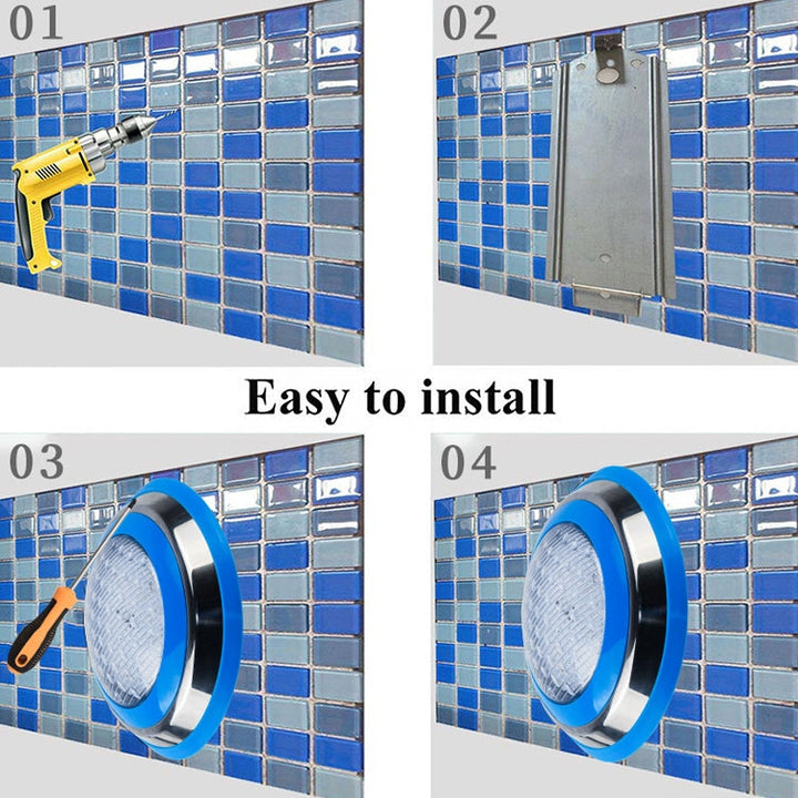 18W LED Stainless Steel Wall Mounted Pool Light - Colorful Underwater Illumination-Orizon Depot