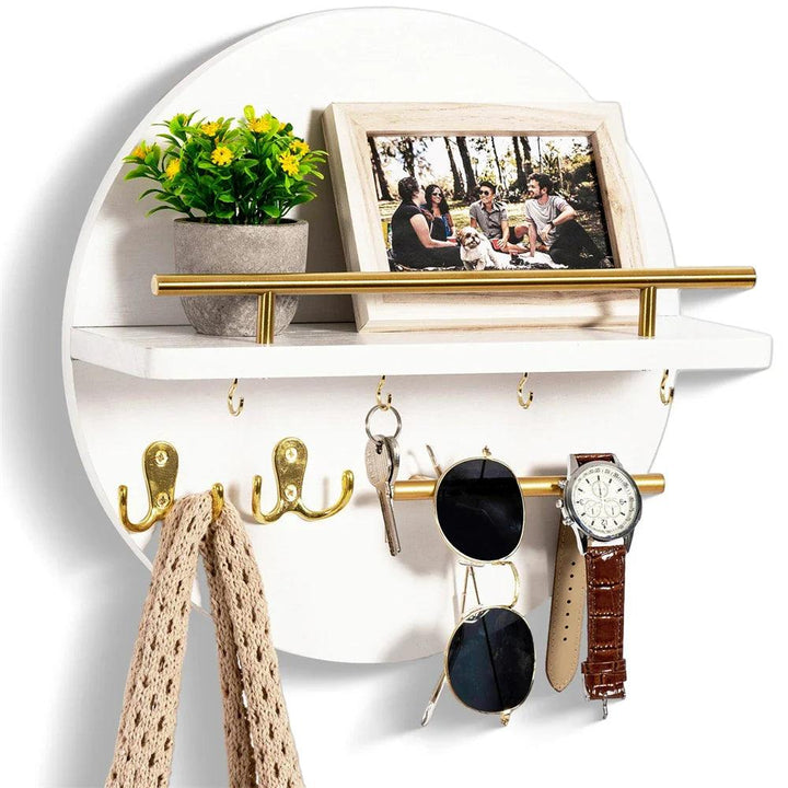 Eco-Friendly Round Wooden Key Holder | Chic Wall Organizer-Orizon Depot
