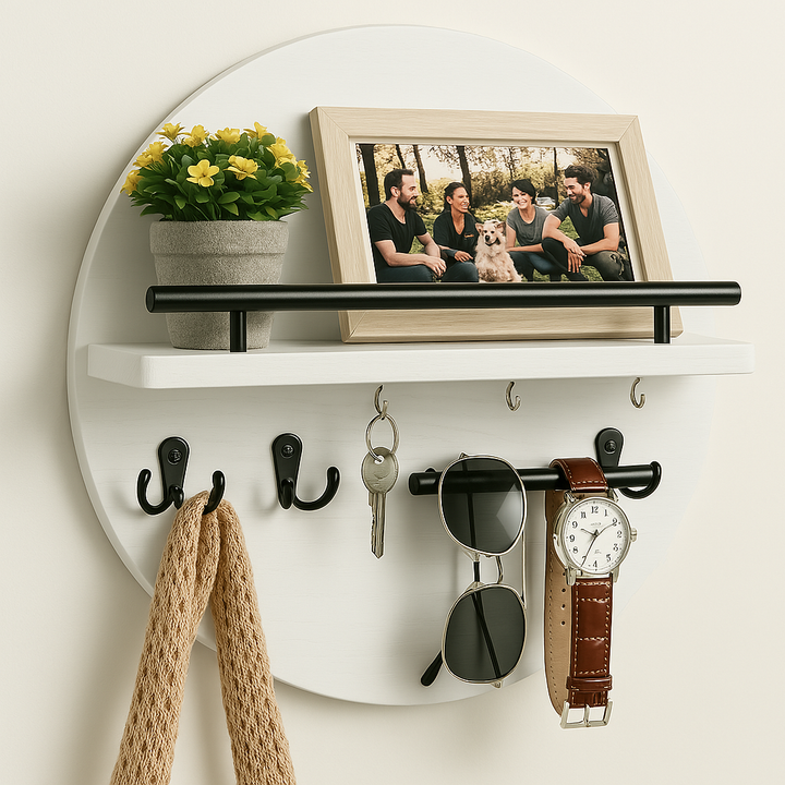 Eco-Friendly Round Wooden Key Holder | Chic Wall Organizer-Orizon Depot
