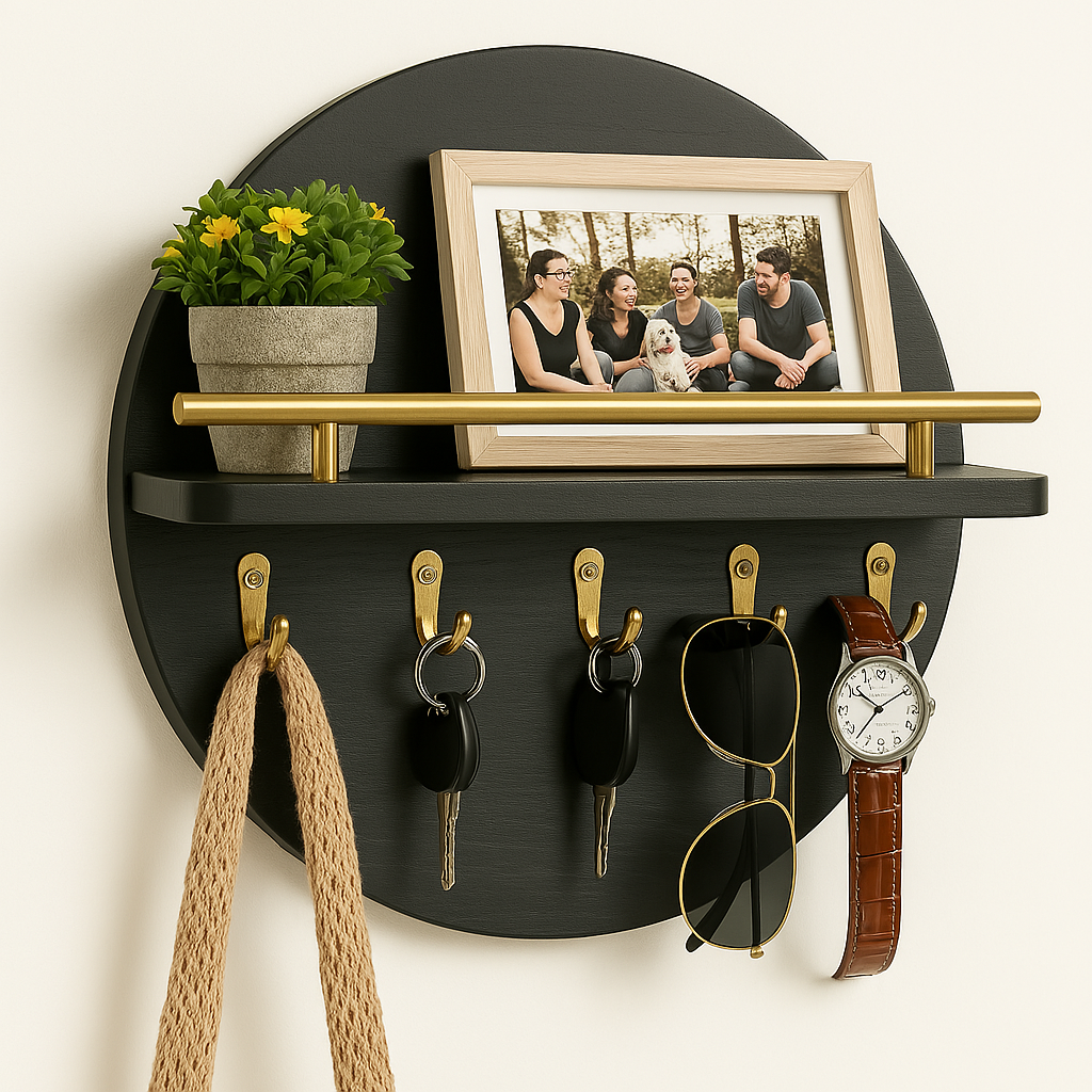 Eco-Friendly Round Wooden Key Holder | Chic Wall Organizer-Orizon Depot